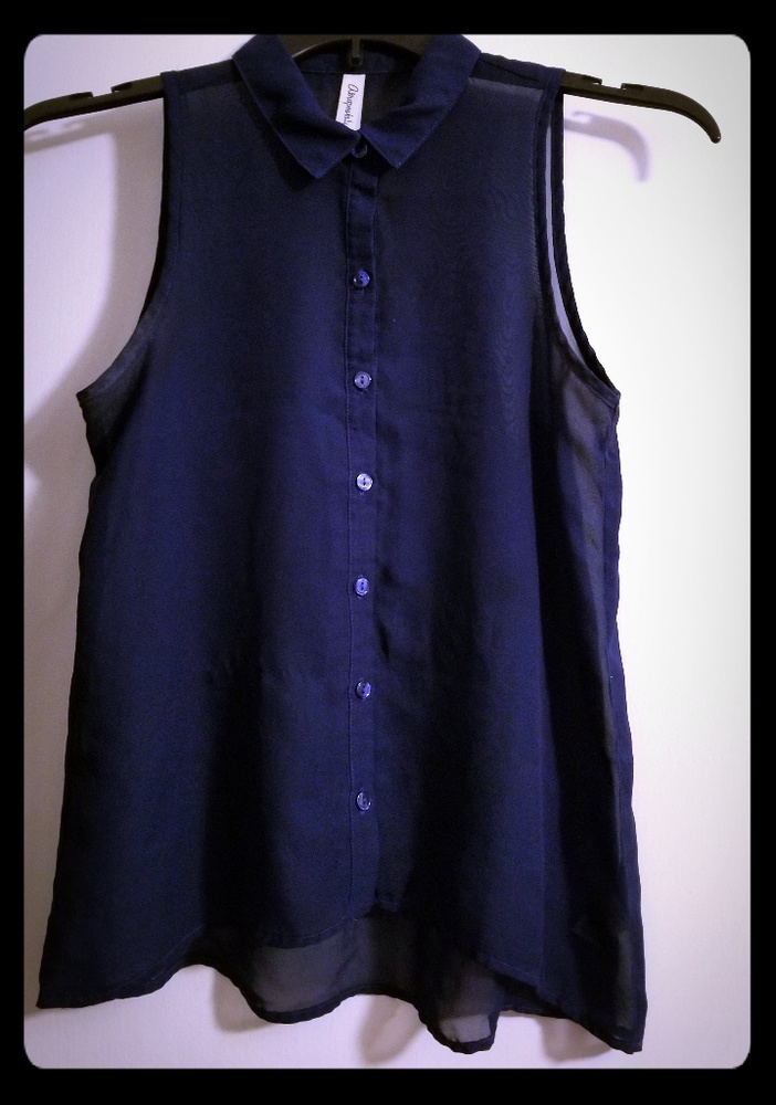 Navy Blue Button Down Blouse